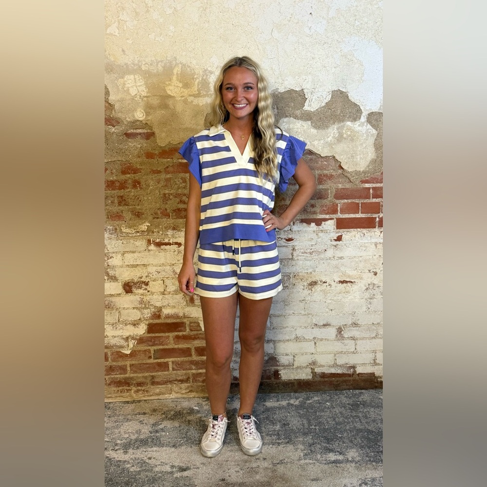 Striped Purple and White Women's Shorts